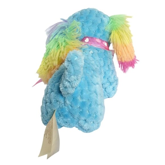 Dachshund Plush 9" Dog Blue Rainbow-Ears Scented Toy Pink Ribbon Love Valentines - Picture 5 of 7